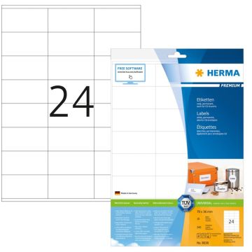 Étiquettes adhésives blanches - Multi-usages - 70,0 x 36,0 mm Herma 8638