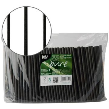 Pailles en papier - 150 mm - Noir : PAP STAR Pure Lot de 500 Visuel