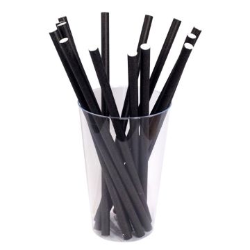 Pailles en papier - 210 mm - Noir : PAP STAR Pure Lot de 100 Modèle