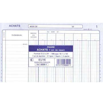 Journal des achats ELVE 9309-1- 320 x 250 mm (Cahier comptable)