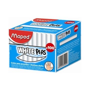 Boite de 100 craies pour tableau - Blanc : MAPED