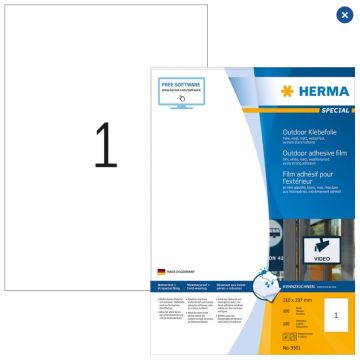 Étiquettes adhésives de signalisation - Blanc - 210 x 297 mm HERMA 9501