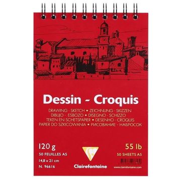 Bloc de 50 feuilles de papier à dessin A5 CLAIREFONTAINE