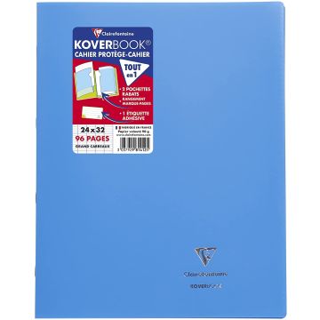 CLAIREFONTAINE : Cahier Séyès 96 pages - 240 x 320 mm - KOVERBOOK Bleu Modèle