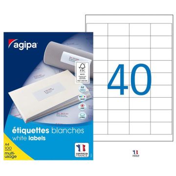Étiquettes adhésives 48,5 x 25,4 mm AGIPA 118991 Modèle