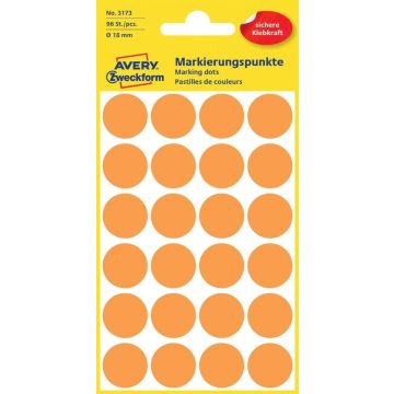 AVERY Pastilles adhésives 18 mm - Orange fluo