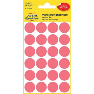 AVERY Lot de 96 pastilles adhésives 18 mm - Rouge fluo