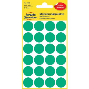 AVERY : Lot de 96 pastilles adhésives 18 mm - Vert modèle