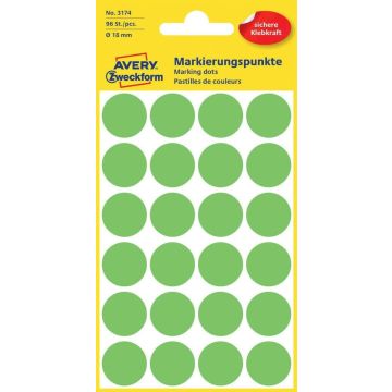 AVERY Lot de 96 pastilles adhésives 18 mm - Vert fluo