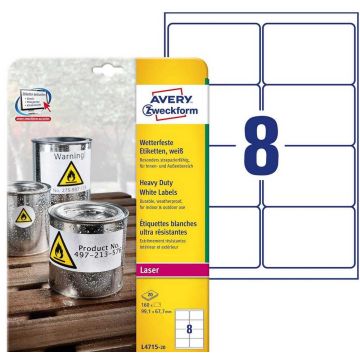 Étiquettes ultra résistantes - 99 x 67,7 mm : AVERY Lot de 160 Visuel