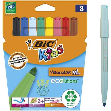 BIC : Lot de 8 feutres Visacolor XL - Assortiment Visuel