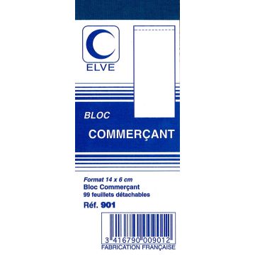 BLOC Commerçant : Carnet de 1000 tickets - Feuillet uni ELVE