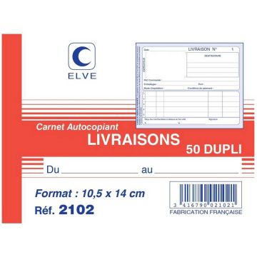 LIVRAISONS Carnet autocopiant Dupli - 140 x 105 mm ELVE 2102