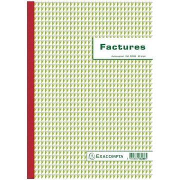 FACTURIER Carnet autocopiant Tripli - 210 x 297 mm 3288E Facture EXACOMPTA