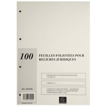 Recharge pour reliure juridique 100 feuillets EXACOMPTA 46280E