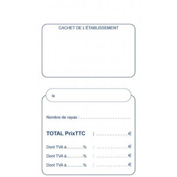 FICHE REPAS Bloc Autocopiant Dupli - 150 x 80 mm Addition restaurant COGIR 1974