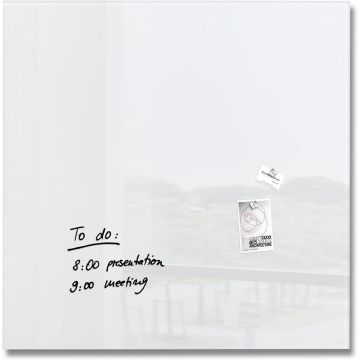 SIGEL : Tableau magnétique en verre - 1000 x 1000 mm - GL201 - Blanc