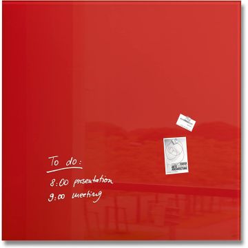 SIGEL : Tableau magnétique en verre - 1000 x 1000 mm - GL202 - Rouge