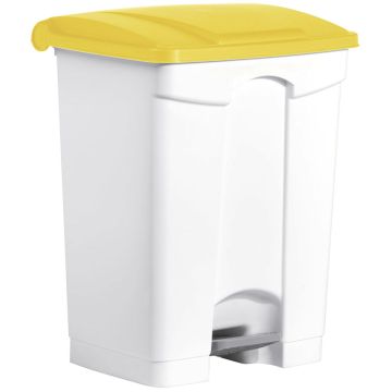 HELIT H2402218 Poubelle à pédale avec couvercle - 70 litres - Blanc/Jaune