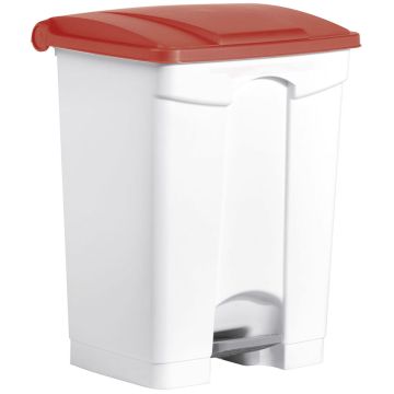 Photo Poubelle à pédale avec couvercle - 70 litres - Blanc/Rouge HELIT H2402225