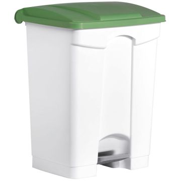 Photo Poubelle à pédale avec couvercle 70 litres - Blanc/Vert HELIT H2402251