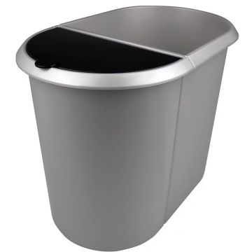 Poubelle en plastique - Duo System - Argent/Noir HELIT