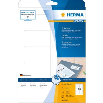 Étiquettes adhésives Jet d'Encre - 83,8 x 50,8 mm. - Blanc HERMA 8830