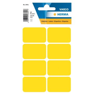 HERMA : Lot de 40 étiquettes adhésives - 26,0 x 40,0 mm - Jaune 3691
