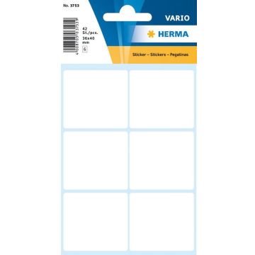 HERMA 3753 : Lot de 42 étiquettes adhésives - 36,0 x 40,0 mm - Blanc