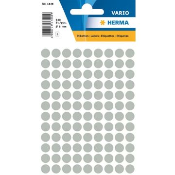HERMA : Lot de 540 étiquettes adhésives rondes - 8,0  mm - Gris
