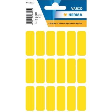 HERMA : Lot de 90 étiquettes adhésives - 12,0 x 34,0 mm - Jaune