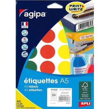 Image Pastilles adhésives rondes - 30 mm - Assortiment AGIPA