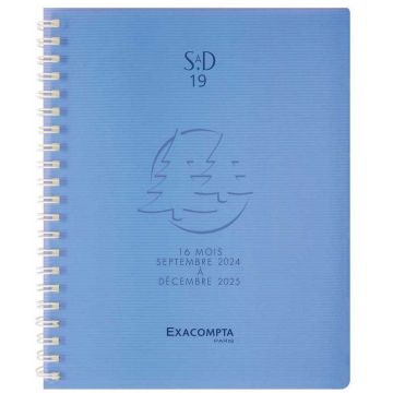 Agenda 2024/2025 Semainier de bureau SAD 19W - 180 x 140 mm EXACOMPTA Bleu
