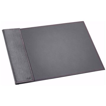 Photo Sous-mains - 450 x 650 mm - Cuir Noir - Coutures roses LAUFER Concerto