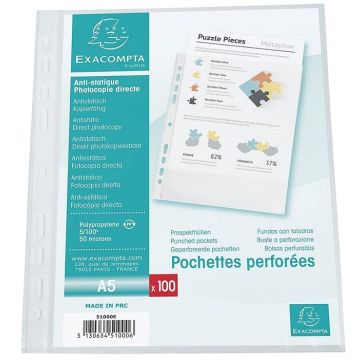 Photo Lot de 100 Pochettes perforées - 170 x 220 mm EXACOMPTA