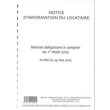 Notice d'information pour formulaire de location : WEBER 719