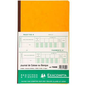 EXACOMPTA 7500E : Journal de caisse ou banque - 320 x 195 mm