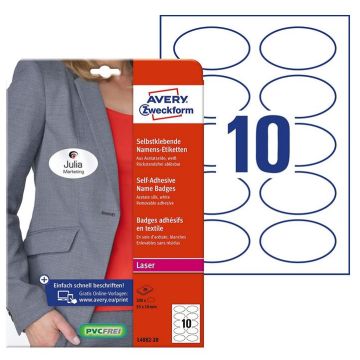 Etiquettes Badges pour Textile - Blanc - 85 x 50 mm : AVERY Lot de 200 image