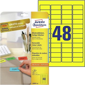 Mini-étiquettes - 45,7 x 21,2 mm - Jaune : AVERY Lot de 960 Visuel
