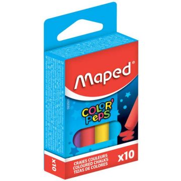 MAPED : Boite de 10 craies pour tableau mural - Assortiment de couleurs