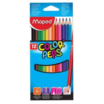 MAPED Color'Peps : Étui de 12 crayons de couleur - Assortiment 183212