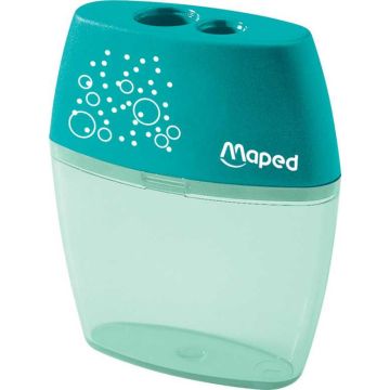 Taille-crayons 2 trous avec réservoir MAPED Shaker bleu