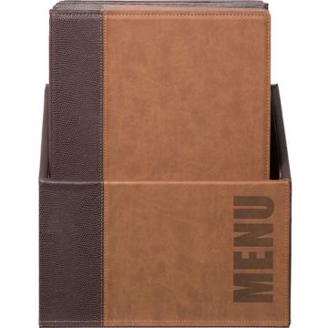 Protège-menus A4 avec boîte de rangement - Marron clair : SECURIT Trendy Lot de 20