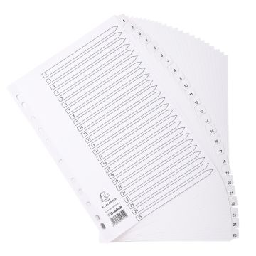 EXACOMPTA : Jeu de 25 intercalaires numériques en carte 1 à 25 Classement