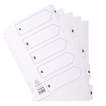 EXACOMPTA : Jeu de 5 intercalaires numériques en carte 1 à 5 Classement