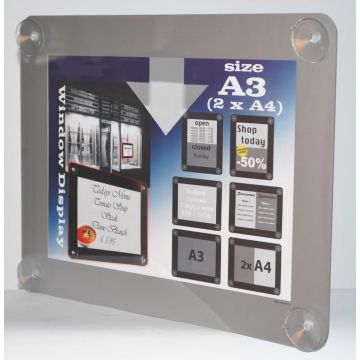 Porte Affiche à ventouses - A3 - 297 x 420 mm - Gris SECURIT (PFW-A3-GY)