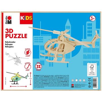 Photo Puzzle 3D en bois - Hélicoptère MARABU KIDS