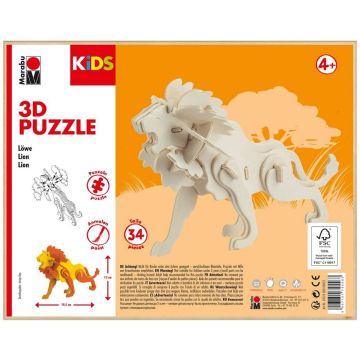 Photo Puzzle 3D en bois - Lion MARABU KIDS