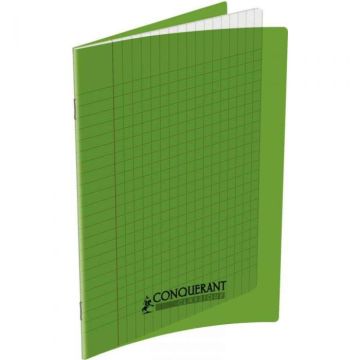 Photo Cahier Séyès / Grands carreaux Vert - Polypro - 48 pages - 170 x 220 mm CONQUERANT :