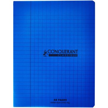 Photo Cahier Séyès / Grands carreaux - Polypro - 48 pages - 170 x 220 mm CONQUERANT :